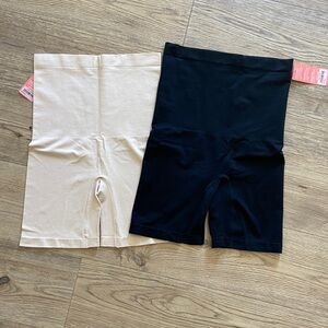 NWT 2 Pack Yummie High Waist Ultralight Seamless Shaping Shorts Black/Nude L/XL